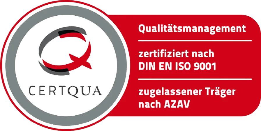 CERTQUA: Qualitätsmanagement zertifiziert nach DIN EN ISO 9001, zugelassener Träger nach AZAV